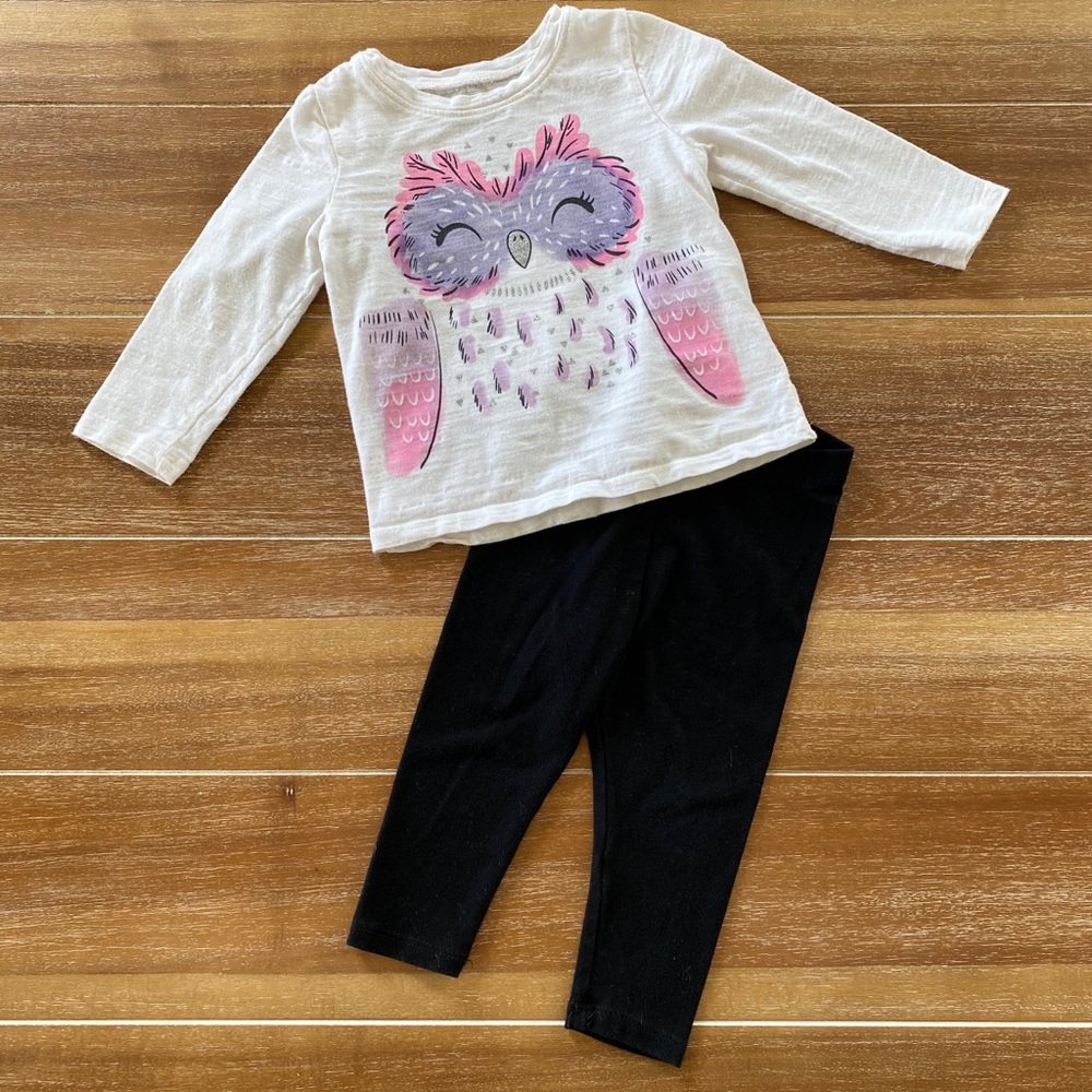 Jumping Beans owl top + Cat & Jack leggings set